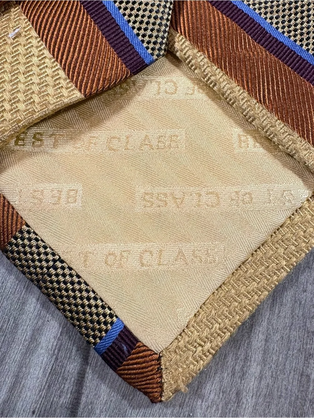 Robert Talbott 100% Silk Made In USA Brown Blue Necktie Best Of Class